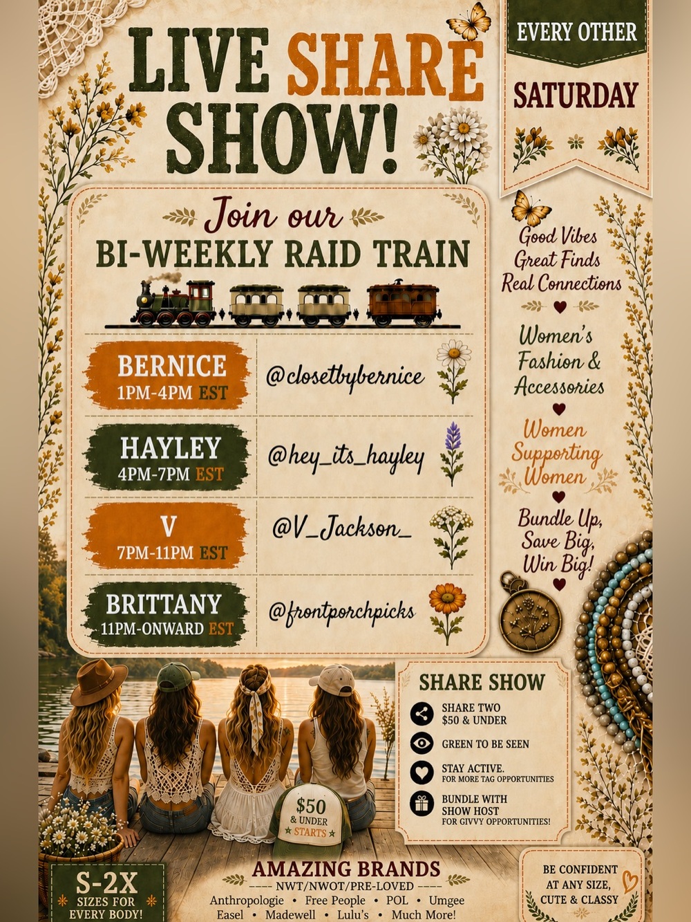 ❤️ Live Share Show Bi-Weekly Raid Train Poster ☀️🌻$50 & under 🌻☀️ - Picture 1 of 1